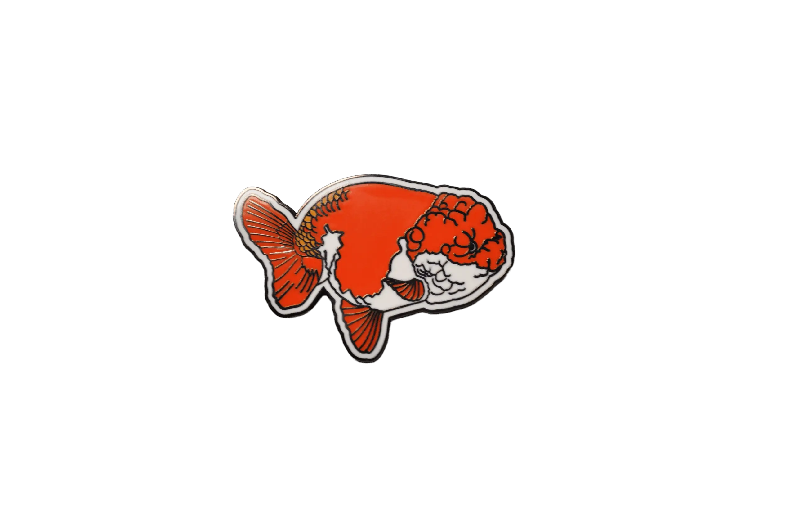 Collectible Lionhead Goldfish Enamel Foundation Support Pin