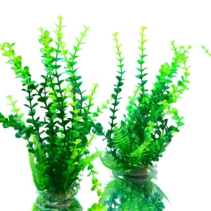 Green Realistic Plastic Aquatic Plant- Weighted Base, Life-like Movement- Great to hide fry!