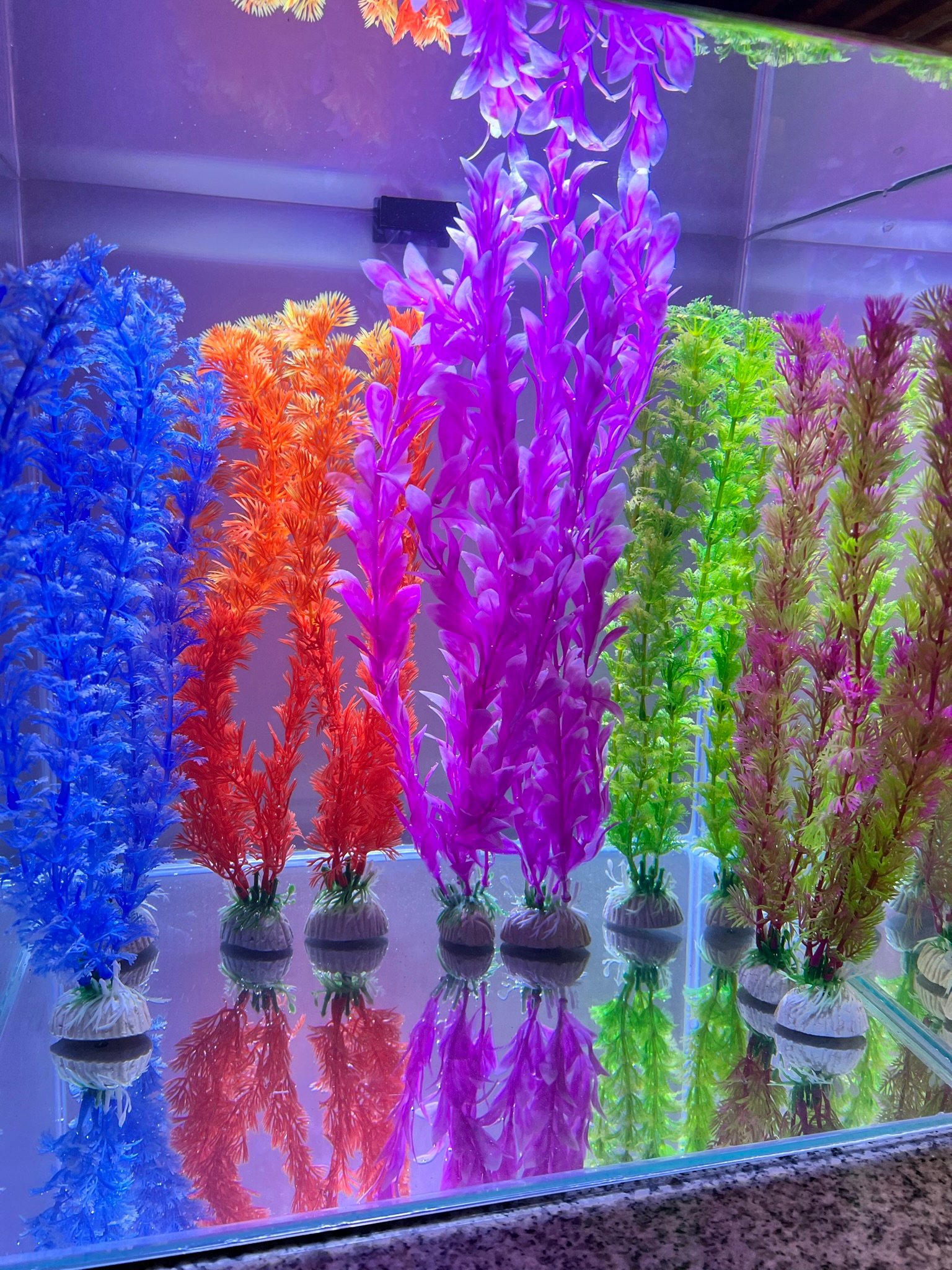 10 PACK Colorful Realistic Plastic Aquatic Plants- Weighted Base, Life-like Movement- Perfect for Aquarium or Pond - Image 2