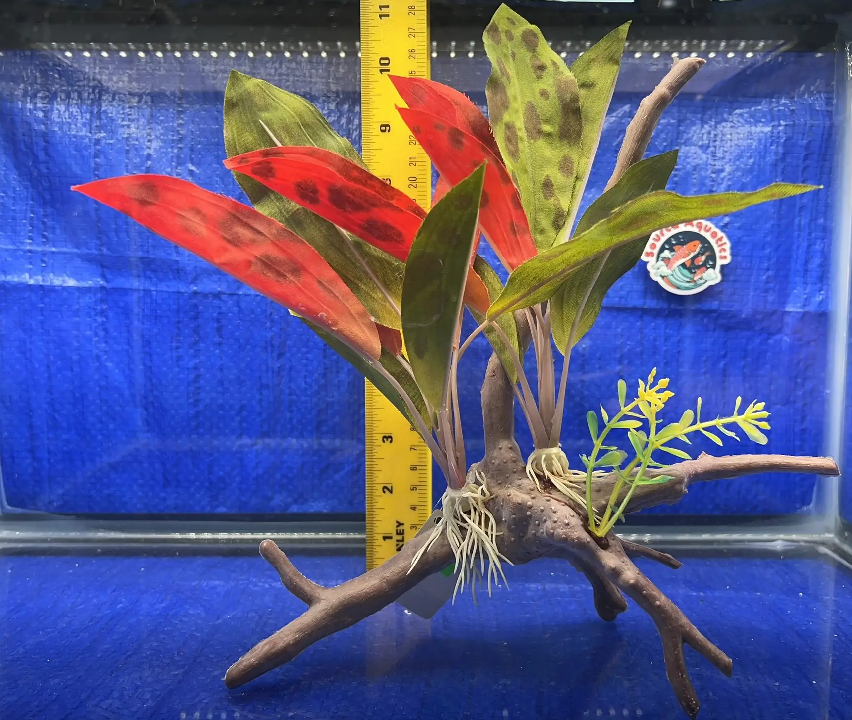 LARGE Realistic Silk Amazon Plant on Faux Driftwood - Perfect for Aquariums or Home Décor